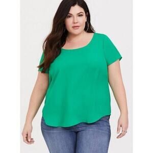 Torrid Georgette Blouse Kelly Green Plus Size 00X Classic Holiday Career Work